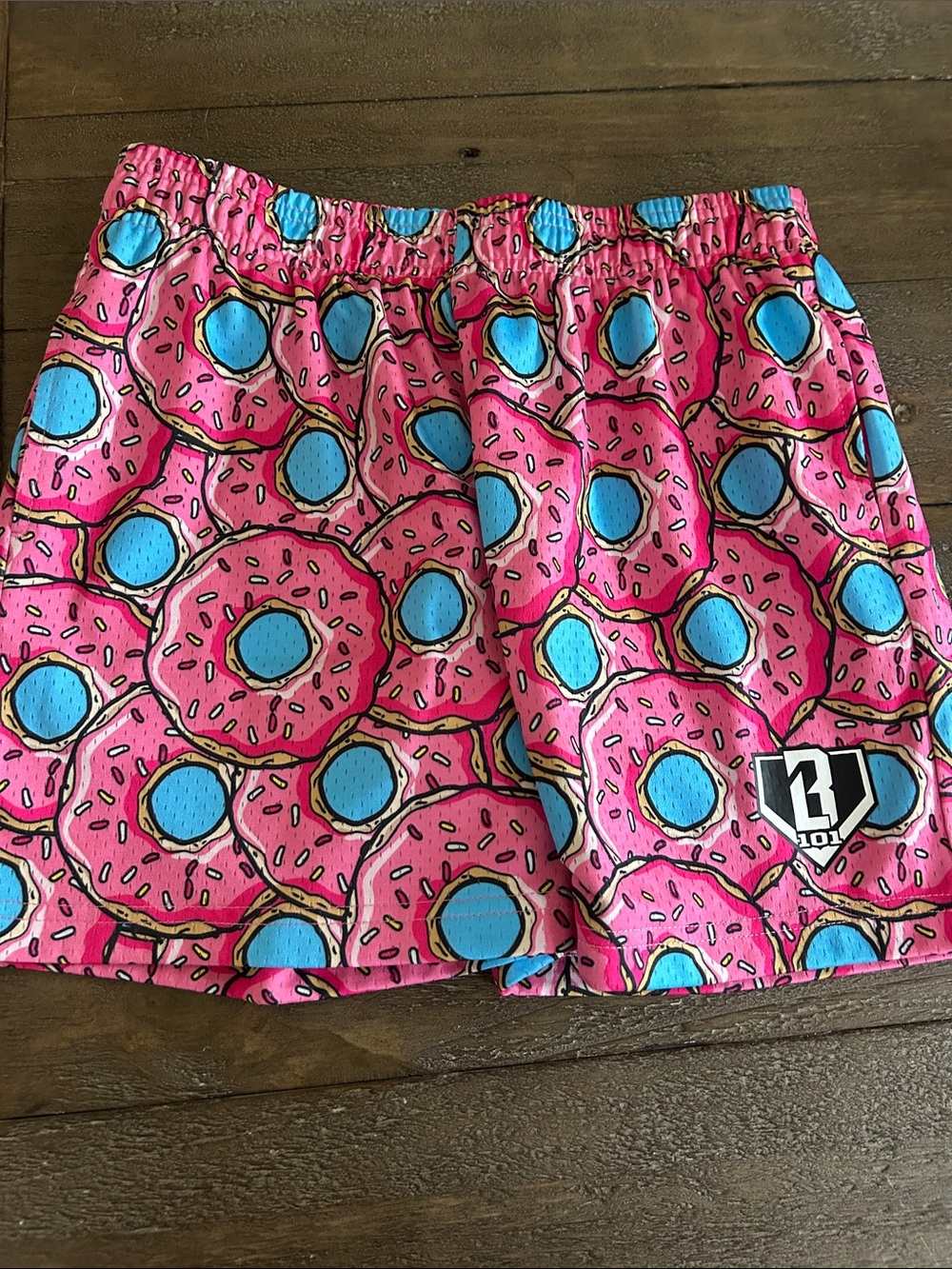Youth baseball 101 Pink Donut Print Athletic Shorts by 1210